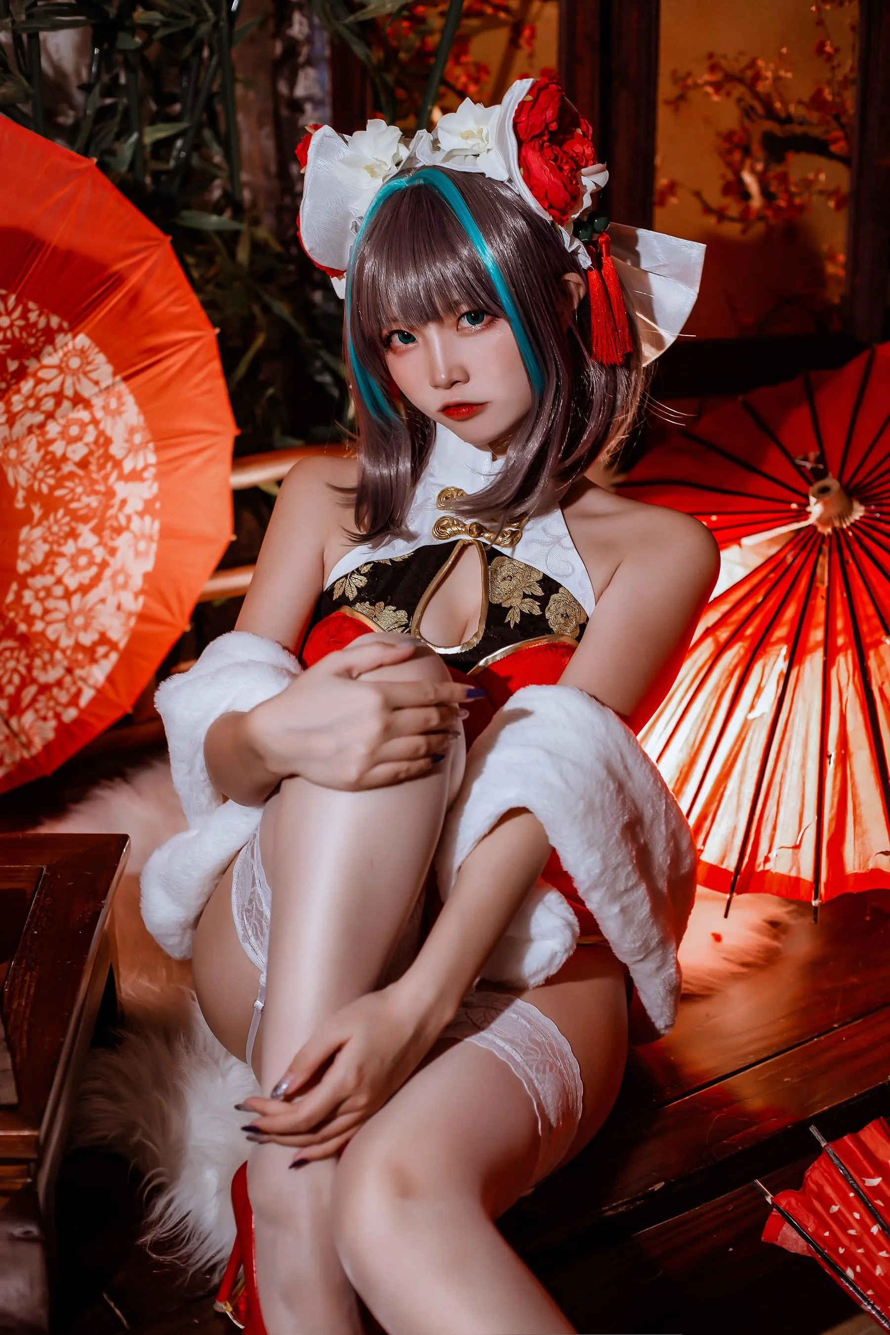 二佐Nisa – NO.151 碧蓝柴郡旗袍 [33P]插图6